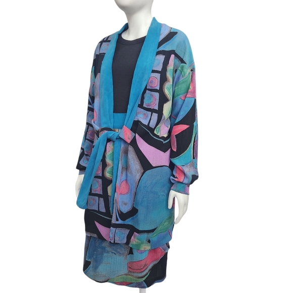 70s Inspired Abstract Art Drapy Jacket & Skirt Set In Group Ltd 14 Businesscore - Picture 9 of 13